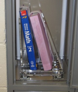 Figure 1b: The locker assist installed inside the client’s locker, with (b) the sliding shelf pushed inside