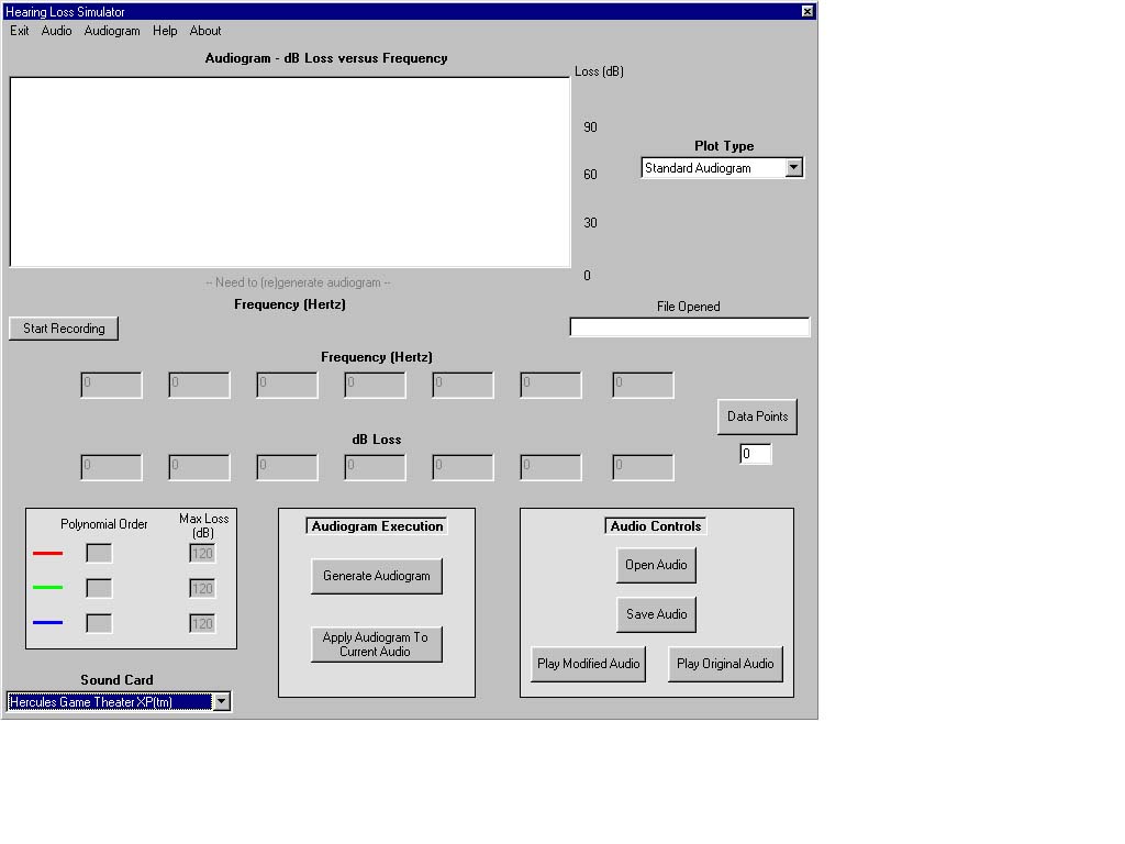 Figure 1: Screenshot of the hearing loss simulator program
