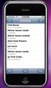 Figure 1b: The supervisor programs the day’s schedule using an intuitive iPod Touch application, and the client can independently navigate the software to transition to the next task.